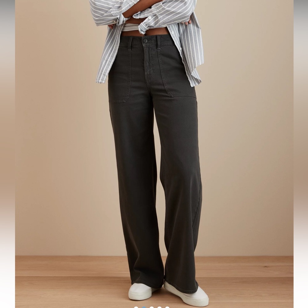 NWT American Eagle ($74.95) Dreamy Drape Stretch SHW BWL Pant in Haze Gray